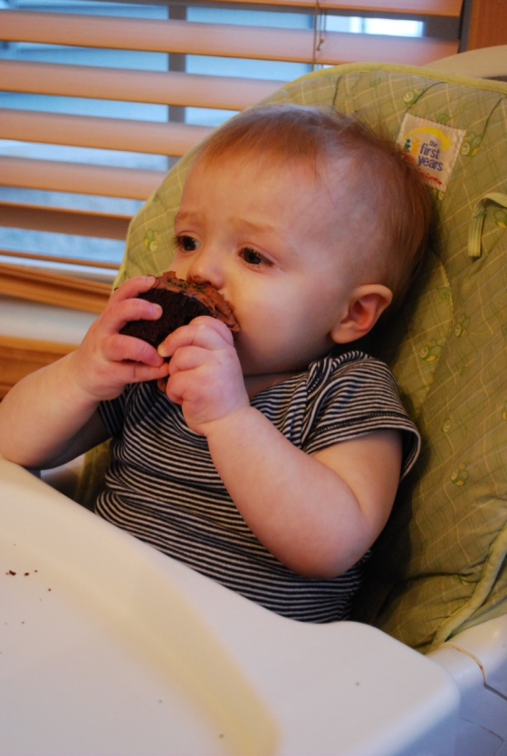 Landen couldn't get enough of the cake!